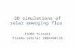 3D simulations of solar emerging flux ISOBE Hiroaki Plasma seminar 2004/04/28.