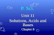 P. Sci. Unit 11 Solutions, Acids and Bases Chapter 8.