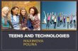MAXIMOVA POLINA TEENS AND TECHNOLOGIES. Most teens text friends and relatives daily The % of teens who contact their friends daily by different methods,