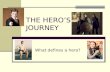 THE HERO’S JOURNEY What defines a hero?. The Call to Adventure Messenger(s) that either tell the hero of his journey or cause the situation Deed that.