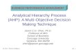 AHP - 1 Dr. Chen – Business Intelligence Analytical Hierarchy Process (AHP): A Multi-Objective Decision Making Technique Jason C.H. Chen, Ph.D. Professor.