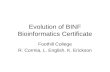 Evolution of BINF Bioinformatics Certificate Foothill College R. Cormia, L. English, K. Erickson.