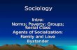 Sociology Intro: Norms; Poverty; Groups; Social Class Agents of Socialization: Family and Love Bystander.
