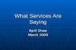 What Services Are Saying April Shaw March 2009. Survey Questions Covered Questions Covered Illicit Drug Use Illicit Drug Use Polydrug Use Polydrug Use.