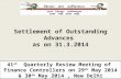 Settlement of Outstanding Advances as on 31.3.2014 41 st Quarterly Review Meeting of Finance Controllers on 29 th May 2014 & 30 th May 2014, New Delhi.