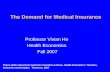 The Demand for Medical Insurance Professor Vivian Ho Health Economics Fall 2007 These slides draw from material in Santerre & Neun, Health Economics: Theories,