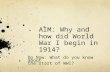 AIM: Why and how did World War I begin in 1914? Do Now: What do you know about the start of WWI?