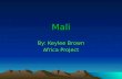 Mali By: Keylee Brown Africa Project. Mali’s Map ♦ ♦Actual location: 17 degrees 00’ North latitude and 4 degrees 00’ West longitude ♦ ♦Rivers: Niger,