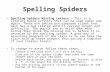 Spelling Spiders Spelling Spiders Missing Letters - This is a literacy based activity that can be used again and again. There are twelve pre prepared slides.