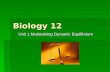 Biology 12 Unit 1:Maintaining Dynamic Equilibrium.
