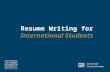 Go.gwu.edu/careerservices Resume Writing for International Students.
