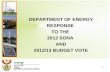 DEPARTMENT OF ENERGY RESPONSE TO THE 2012 SONA AND 2012/13 BUDGET VOTE 1.