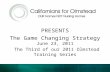 PRESENTS The Game Changing Strategy June 23, 2011 The Third of our 2011 Olmstead Training Series.