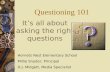Questioning 101 It’s all about asking the right questions Hornets Nest Elementary School Millie Snyder, Principal D.J. Midgett, Media Specialist.