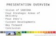 PRESENTATION OVERVIEW  Vision of SABCOHA  Four Strategic Areas of Delivery  Four Zero’s  Current Developments  Way Forward  Conclusion.