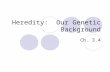 Heredity: Our Genetic Background Ch. 3.4. Heredity is the transmission of characteristics from parents to offspring.