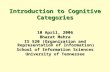 Introduction to Cognitive Categories 10 April, 2006 Bharat Mehra IS 520 (Organization and Representation of Information) School of Information Sciences.