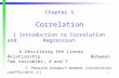 1 Chapter 5 Correlation IIntroduction to Correlation and Regression A.Describing the Linear Relationship Between Two Variables, X and Y 1.Pearson product-moment.