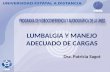 LUMBALGIA Y MANEJO ADECUADO DE CARGAS Dra. Patricia Sagot.