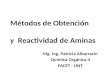 Métodos de Obtención y Reactividad de Aminas Mg. Ing. Patricia Albarracin Química Orgánica II FACET - UNT.