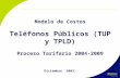 Modelo de Costos Teléfonos Públicos (TUP y TPLD) Proceso Tarifario 2004-2009 Diciembre 2003.