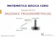 MATEMÁTICA BÁSICA CERO Sesión N°13 RAZONES TRIGONOMÉTRICAS Departamento de Ciencias.