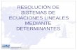 RESOLUCIÓN DE SISTEMAS DE ECUACIONES LINEALES MEDIANTE DETERMINANTES Departamento de Matemáticas.