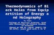 Thermodynamics of Black Holes from Equipartition of Energy and Holography