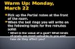 Warm Up: Monday, March 22