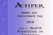 PDHPE HSC  Enrichment  D ay 2010 Core 1:  Health Priorities in Australia