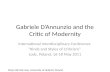 Gabriele  D’Annunzio and the Critic of Modernity