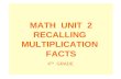 MATH  UNIT  2 RECALLING  MULTIPLICATION  FACTS