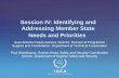 Session IV: Identifying and Addressing Member State Needs and Priorities
