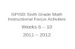 GPISD Sixth Grade Math Instructional Focus Activities Weeks 6 – 10 2011 – 2012