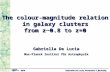 The colour-magnitude relation in galaxy clusters  from z~0.8 to z=0