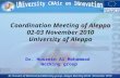 Coordination Meeting of Aleppo 02-03 November 2010 University of Aleppo
