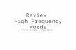 Review  High Frequency Words