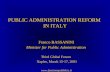 PUBLIC ADMINISTRATION REFORM  IN ITALY