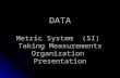 DATA Metric System  (SI)  Taking Measurements Organization  Presentation
