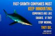 Companies are like  sharks.  If they  stop moving ,  they die .