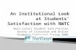 An Institutional Look at Students’ Satisfaction with NWTC