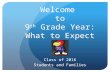 Welcome  to 9 th  Grade Year: What to Expect