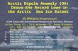 Arctic Dipole Anomaly (DA)  Drove the Record Lows in the Arctic  Sea Ice Extent