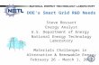 DOE’s Smart Grid R&D Needs Steve  Bossart Energy Analyst U.S. Department of Energy