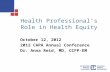 Health Professional’s Role in Health Equity