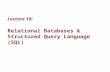 Lecture 10: Relational Databases &  Structured Query Language (SQL)