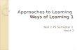 Approaches to Learning  Ways of Learning 1