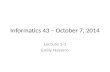 Informatics 43 – October 7, 2014