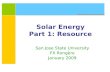 Solar Energy Part 1: Resource