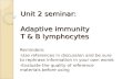 Unit 2 seminar: Adaptive immunity T & B lymphocytes